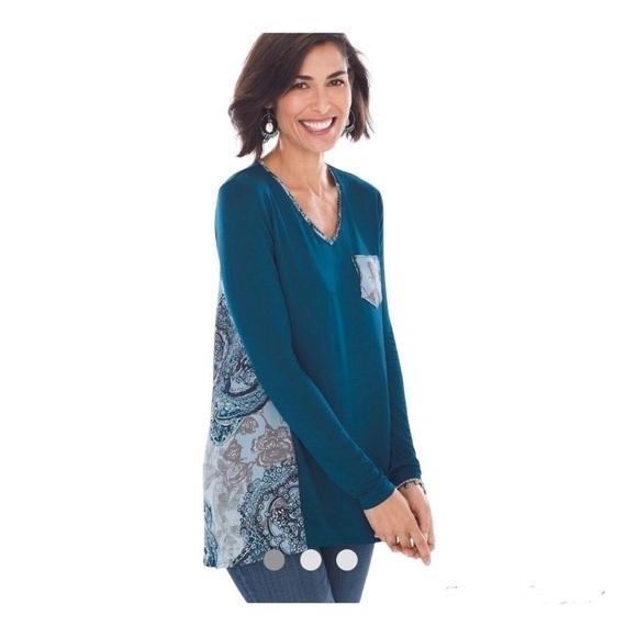 Chico’s Woman’s Paisley Woven-Back Tunic Plus Size L - Picture 5 of 14